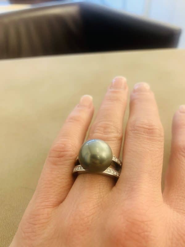 Bague en or blanc et perle de Tahiti