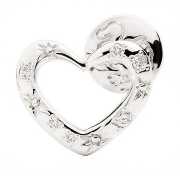 Boucles d'oreilles DoDo silhouette coeur en or blanc et diamants