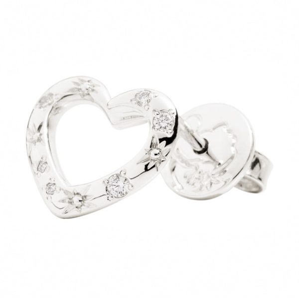 Boucles d'oreilles DoDo silhouette coeur en or blanc et diamants